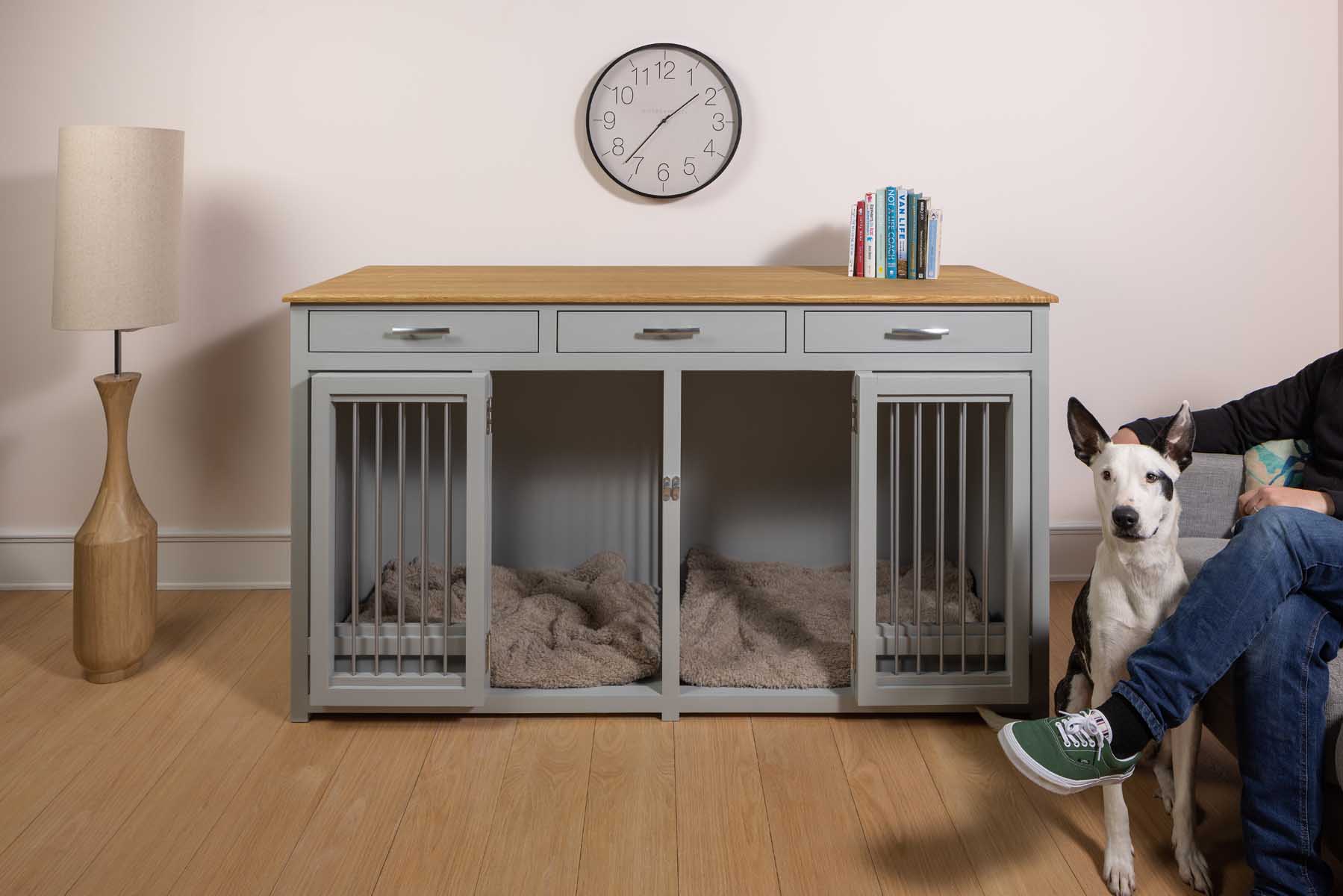Lamp Room Grey hinged doors dog crate furniture