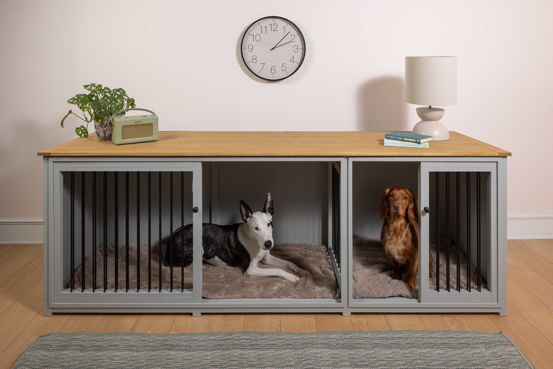 Dog Crate Furniture with Offset Divider