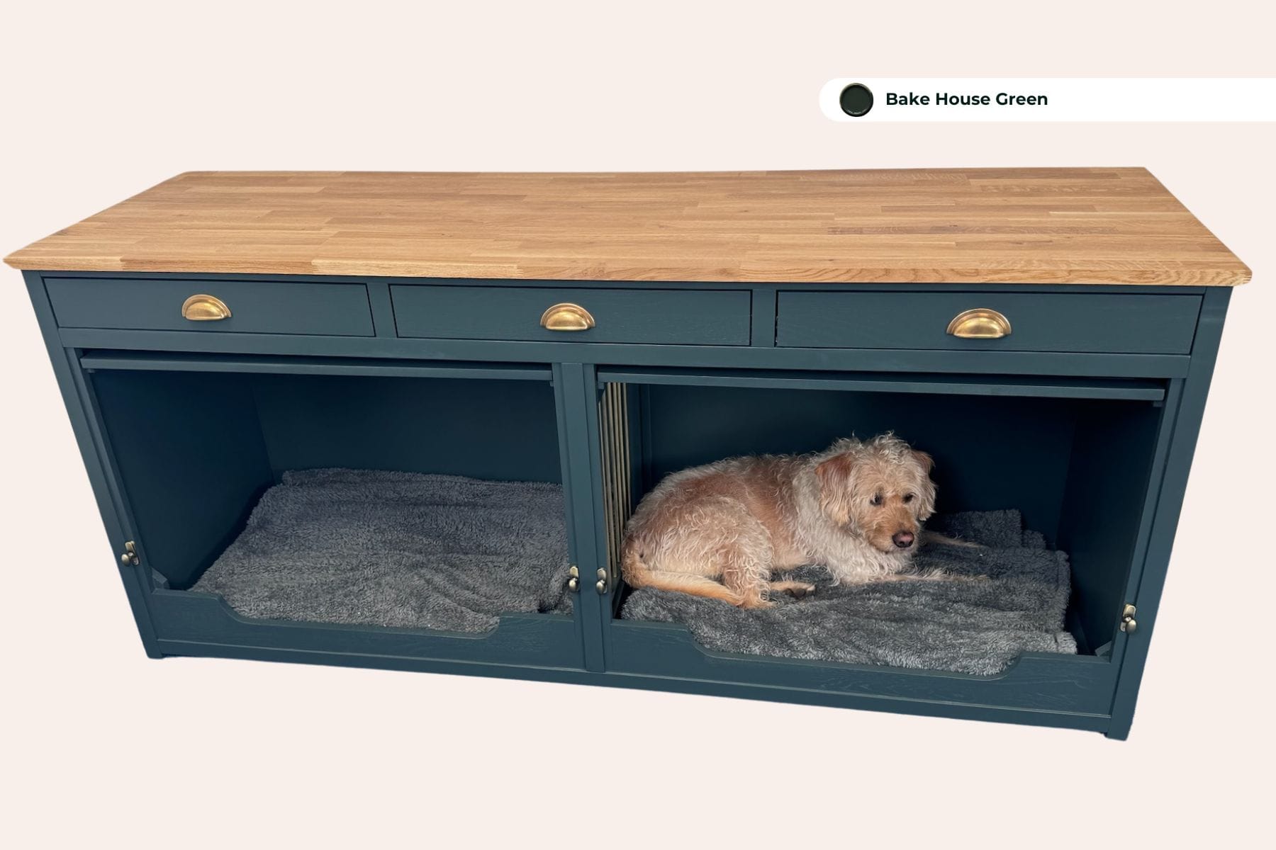 Double dog bedroom in Bake House Green with Up and Over Doors