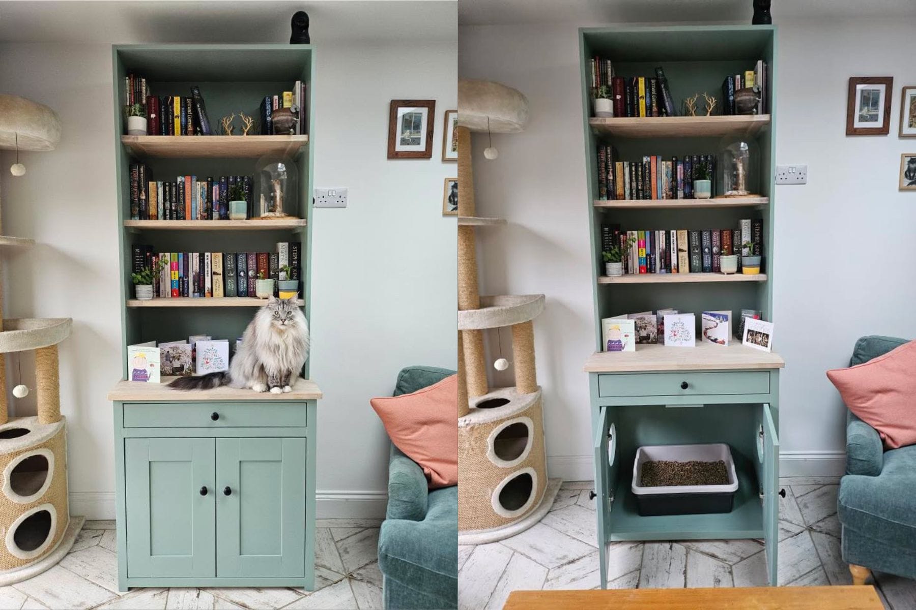 Bespoke Cat Litter Tray Cupboard Furniture and Bookshelf