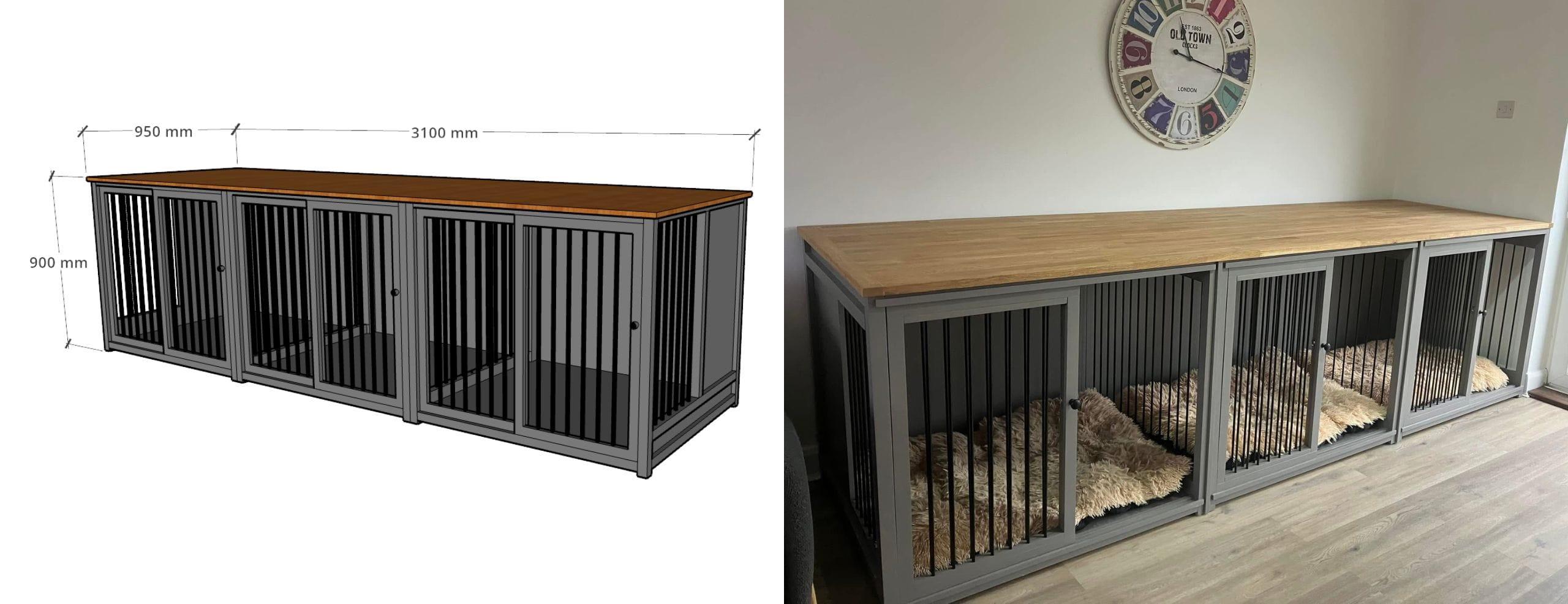 Husky Haven, Triple Dog Crate Furniture