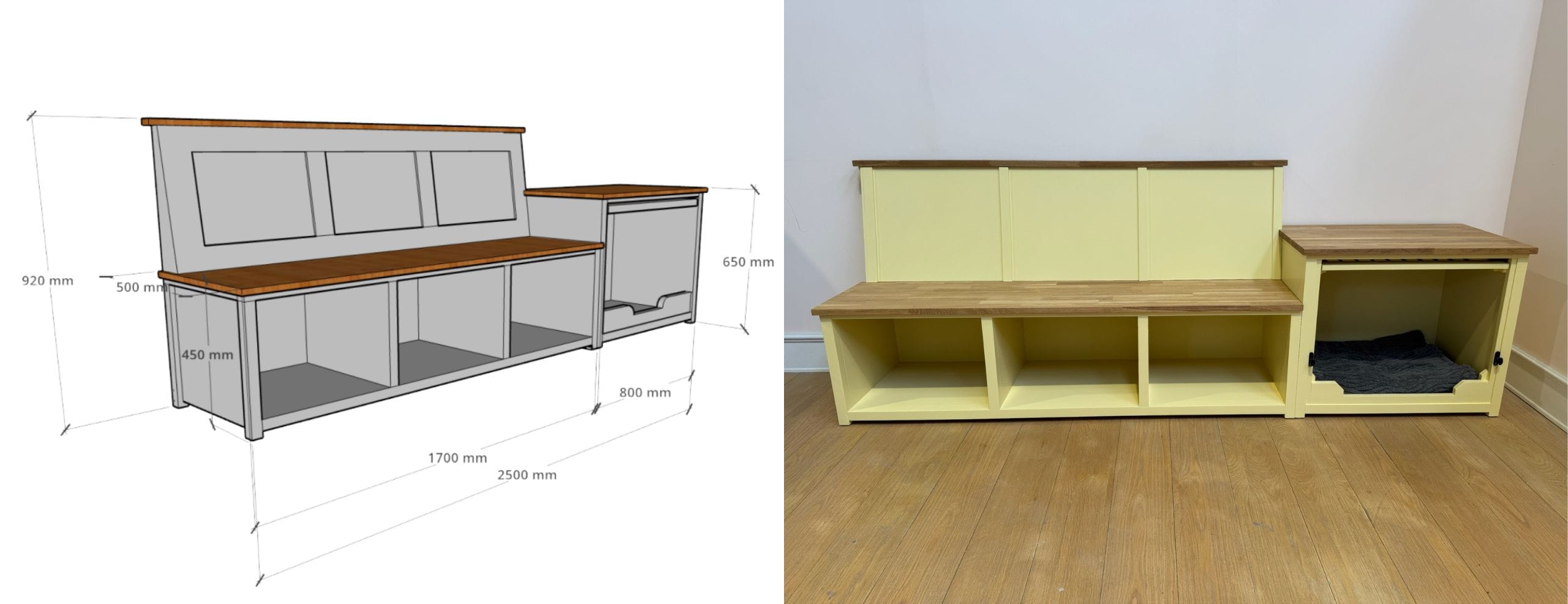 Bench Seating with Dog Bed