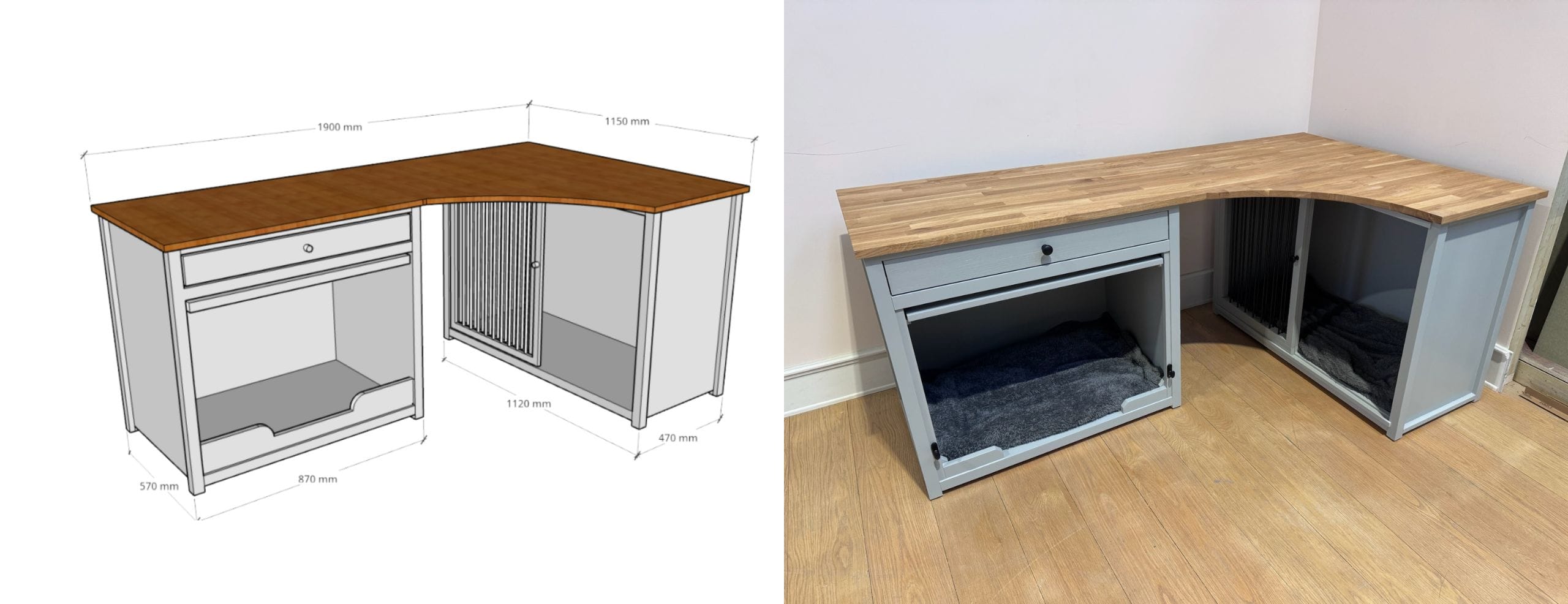 Home Office design with dog crates