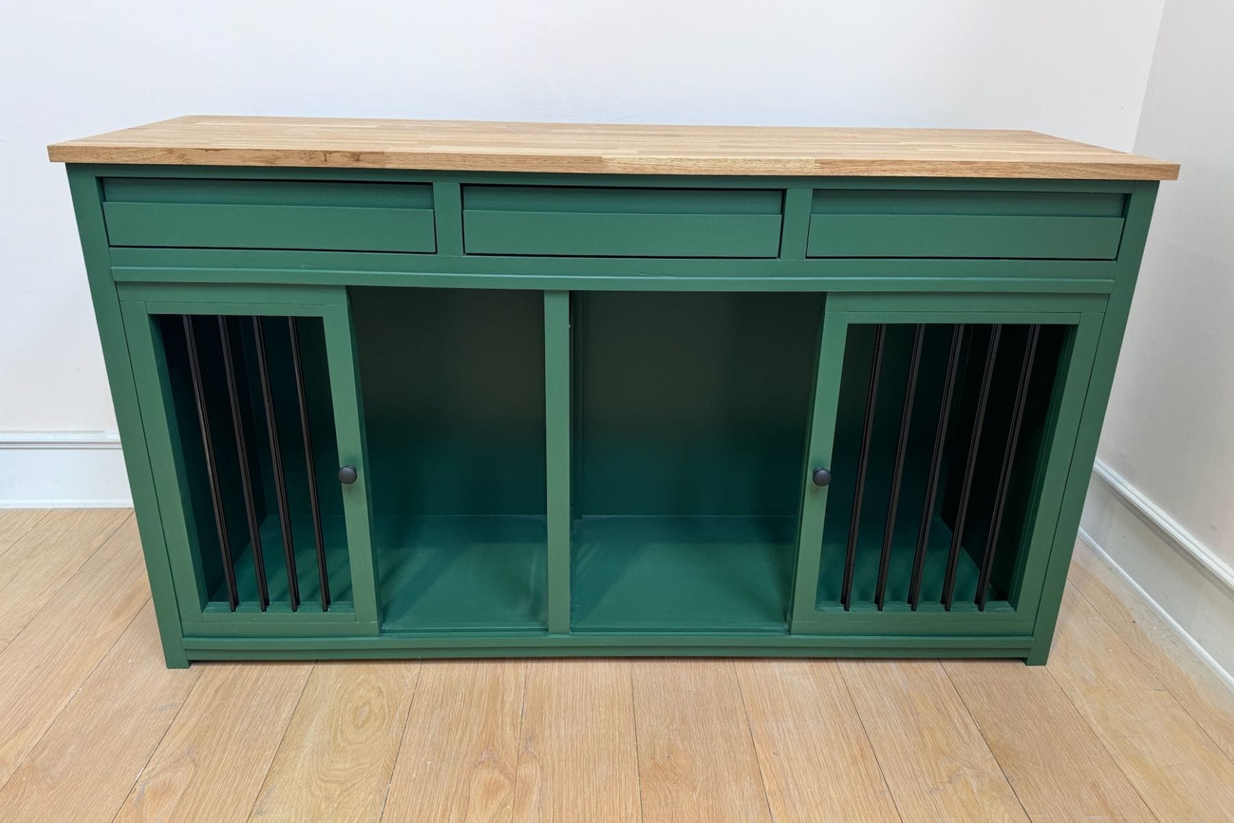 Double Dog Crate Furniture with Offset Divide