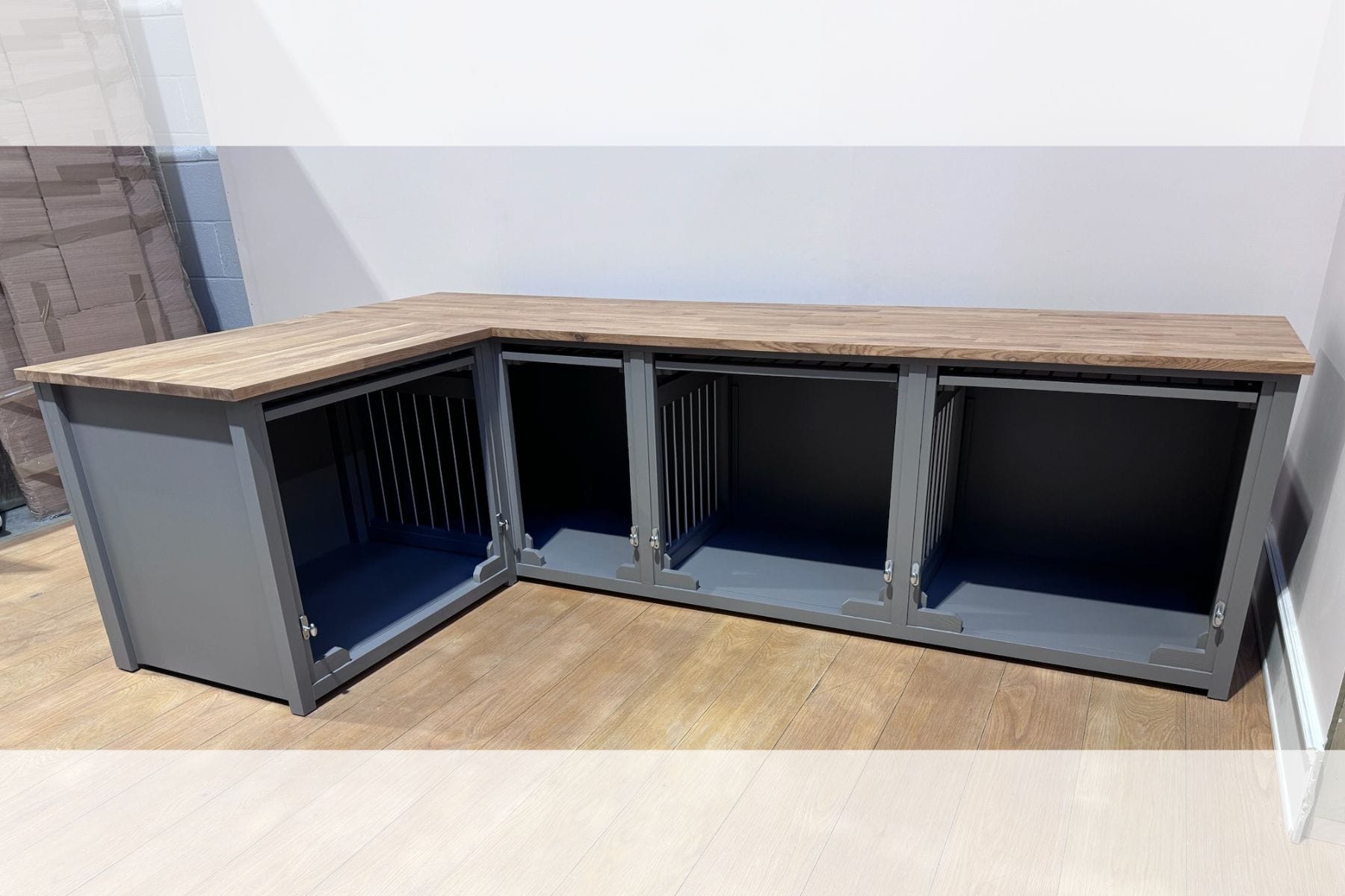 Corner Dog Crate Furniture for Four Dogs