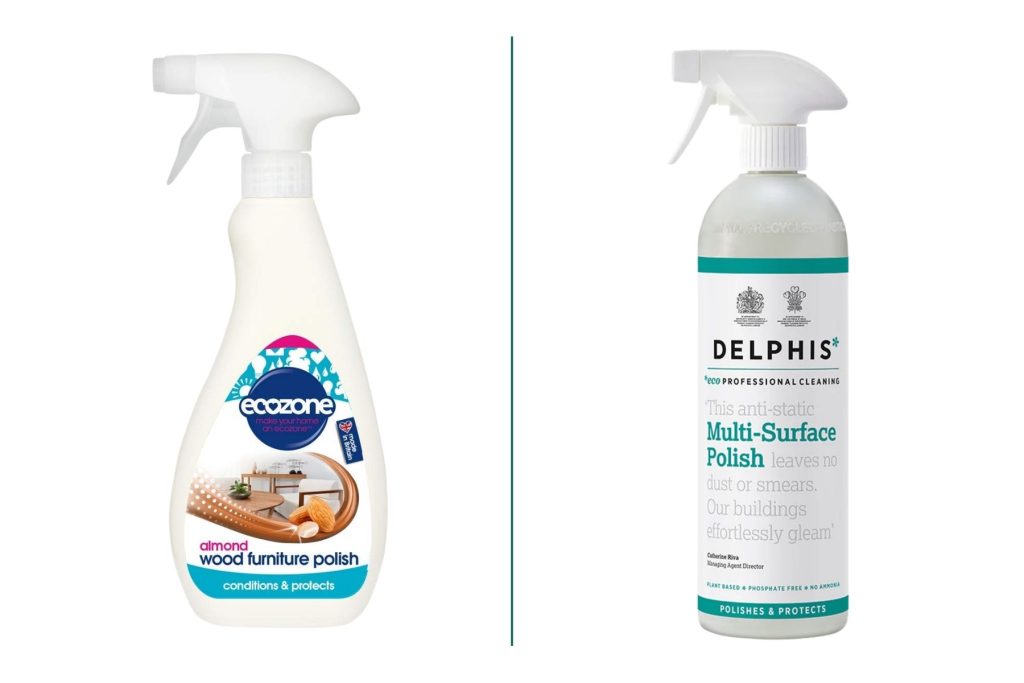 Pet safe cleaning products: Ecozone Wood Furniture Polish – Almond and Delphis Eco Multi-Surface Polish (700ml)