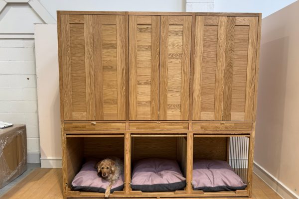 Bespoke Oak Hallway Dog Furniture for Three Flat-Coated Retrievers