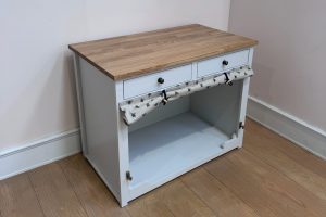 Single Dog Crate Furniture with Drop Curtain